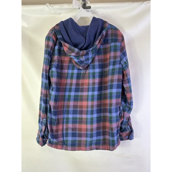 VTG 90s L.L. Bean Button Shirt Jacket Rainbow Plaid Fleece Lined - Picture 6 of 8